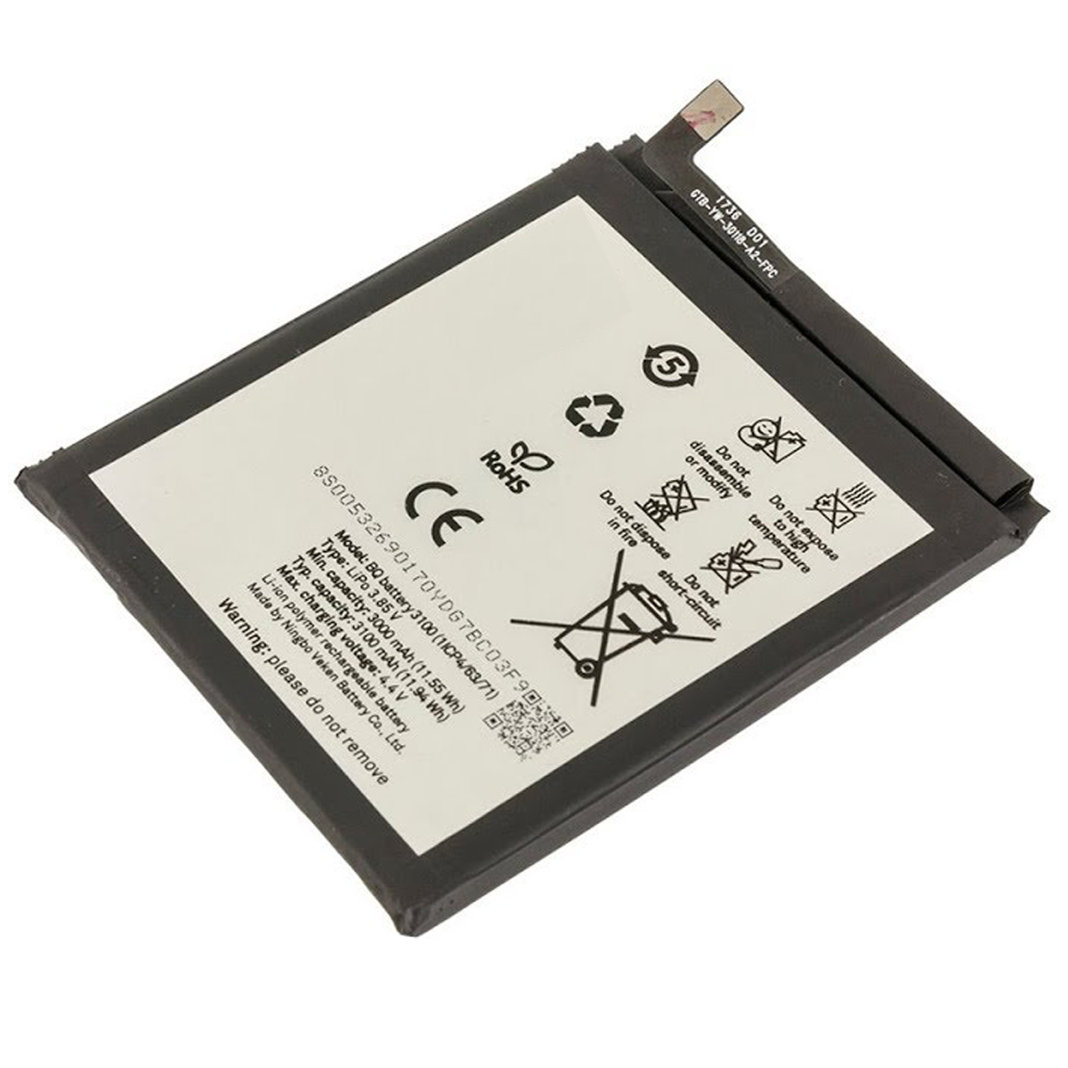 Bateria Per a Bq Aquaris V, U2, U2 Lite, VS 1ICP4/63/71 3100mAh