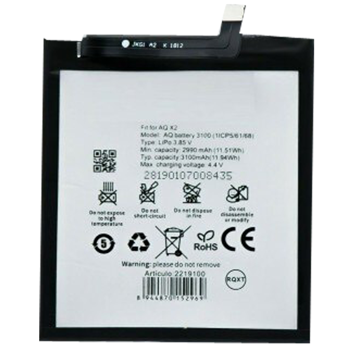 Bateria Para BQ Aquaris X2 / Aquaris X2 Pro 3100mAh