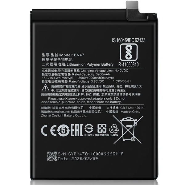 Bateria para Xiaomi RedMi 6 Pro Redmi 6 pro Mi A2 lite / BN47 3900mAh