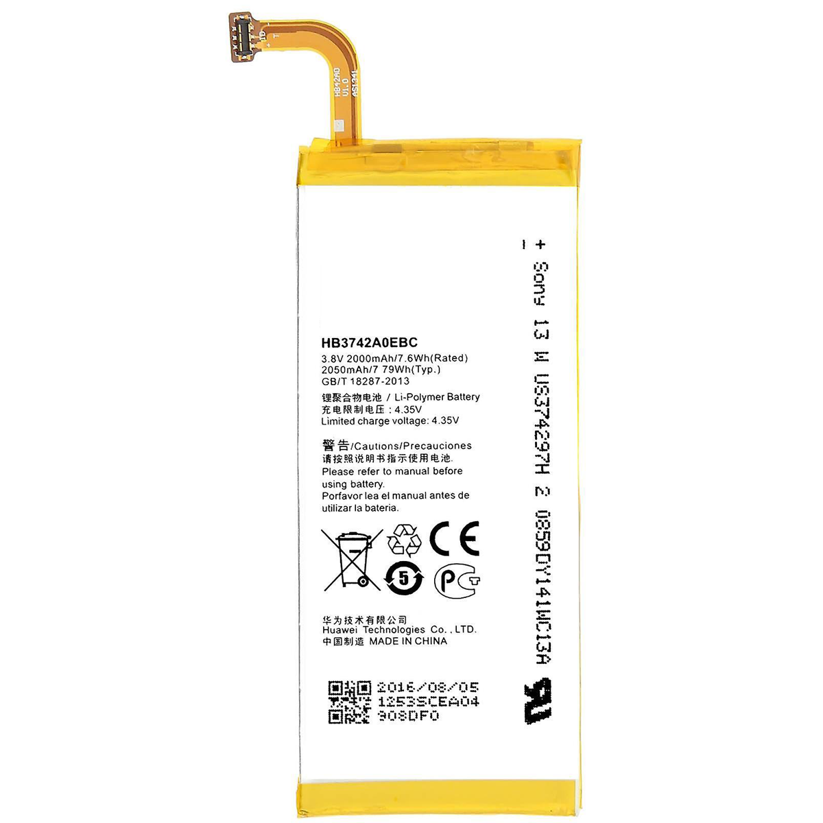 Bateria Para Huawei Ascend P6 / G6 HB3742A0EBC 2000mAh